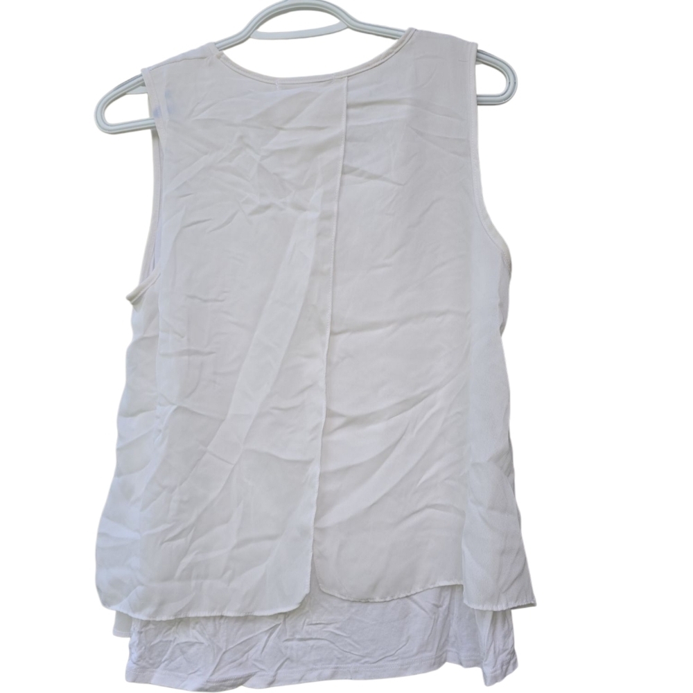 Green Envelope Womens Medium Tank Top White Lined Woven Sleeveless Layered - Picture 3 of 3